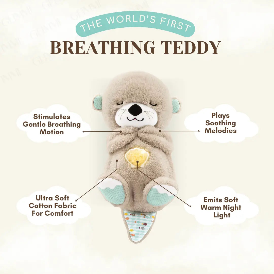 Breathing Otter Baby Soothing Sound and Light Plush Doll Toy