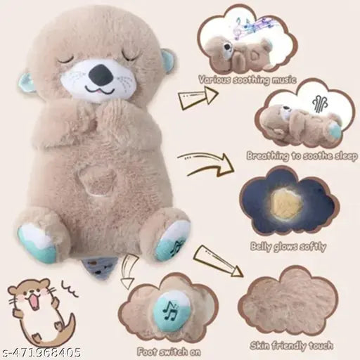 Breathing Otter Baby Soothing Sound and Light Plush Doll Toy