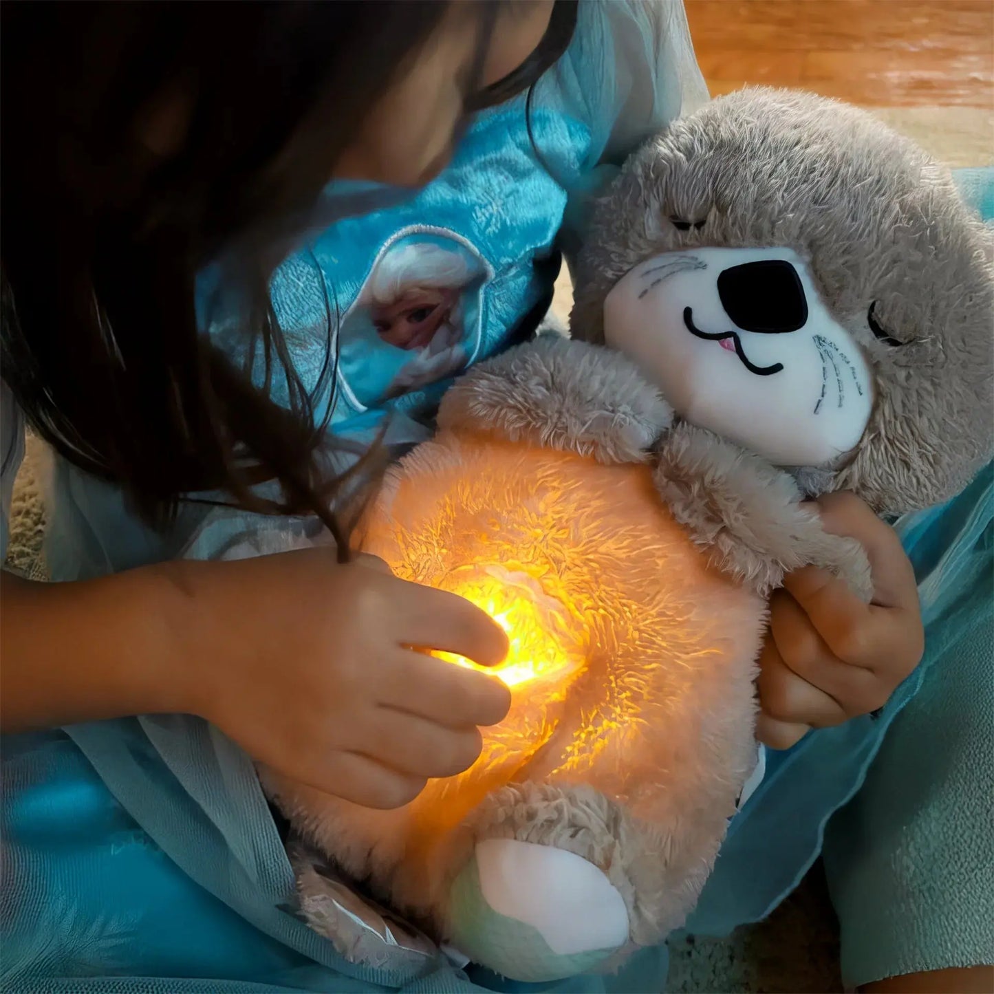 Breathing Otter Baby Soothing Sound and Light Plush Doll Toy