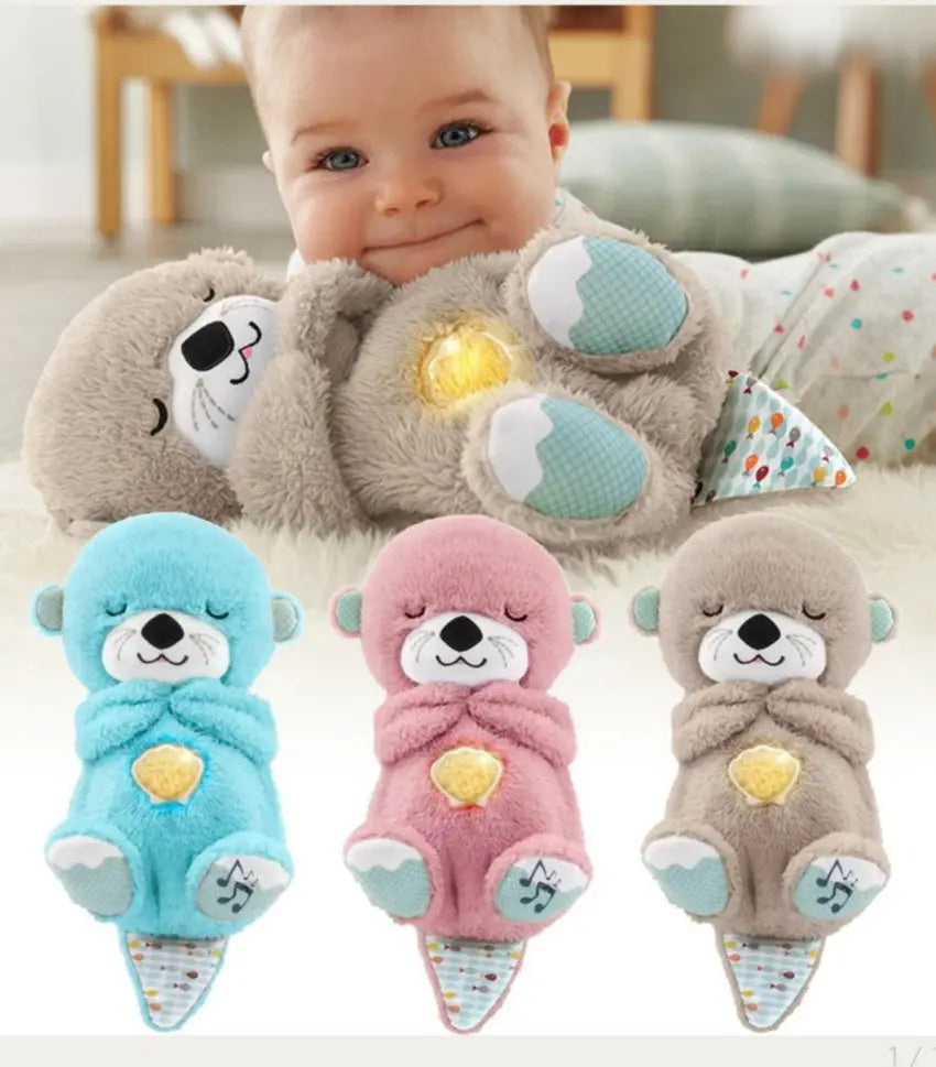 Breathing Otter Baby Soothing Sound and Light Plush Doll Toy